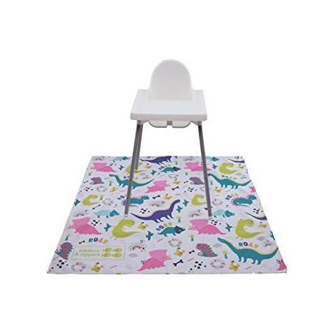 Tiddlers & Nippers Large 130cm x 130cm Reusable Splash Splat Mat | Waterproof, Machine Washable, Anti-Slip | for Meal Times Under High Chair, Picnics, Crafts, Play Mat, Table Cloth (Dinky Dinos) Cover
