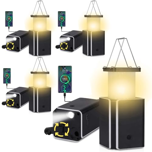 4Pack Solar LED rechargeable emergency Camping Lantern,Warm White Solar rechargeable,rechargeable type C,Emergency Lights hand-crank power generation,phone power supply function,flashlights