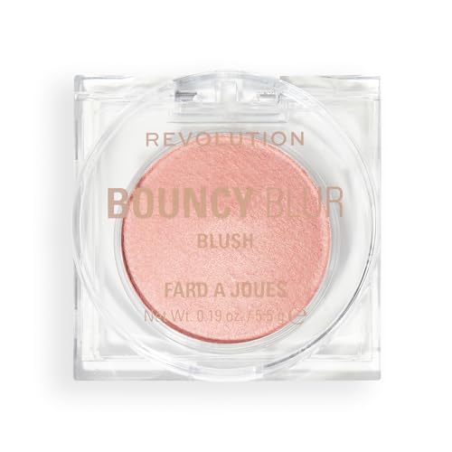 Revolution Bouncy Blur Blush, maquillage joues et lèvres, formule modulable à effet floutant, Rose pêche nuage, Végan et non testé sur les animaux