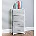 mDesign Steel Frame/Wood Top Standing Sturdy Storage Dresser Organizer Unit w/ 4 Removable Fabric Cube Drawers/Handles for Living Room, Hallway, Entryway, Kid Bedroom, Nursery Organization- Gray/White