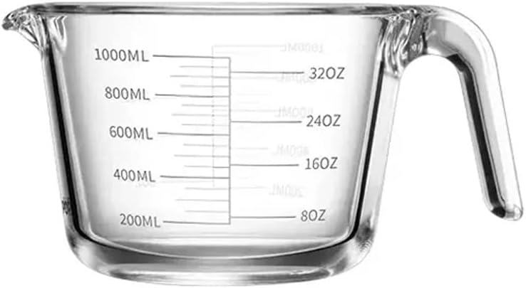 Glass Measuring Cup With Scale High Temperature Resistant Household Food Grade Kitchen Baking Beaten Egg Cup Measuring Water Cup (Size : 1000ml)