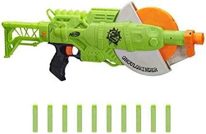 NERF Zombie Strike Ghoulgrinder Blaster - Rotating 10-Dart Wheel, 10 Official Zombie Strike Elite Darts - for Kids, Teens, Adults