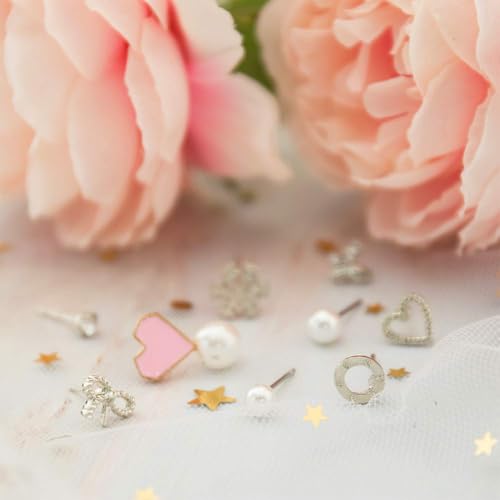 NEWITIN 30 Pairs Colorful Cute Earrings for Girls Sensitive Ears Hypoallergenic Girl Stud Earrings Set Stainless Steel Cartoon Stud for Girls and Women4