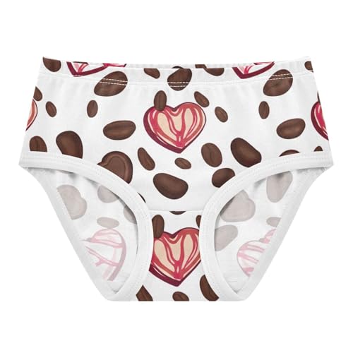 Heart Chocolates Coffee Beans White Toddler Underwear Custom 2t Cotton Panties for Girl Fun Print Underpants Briefs