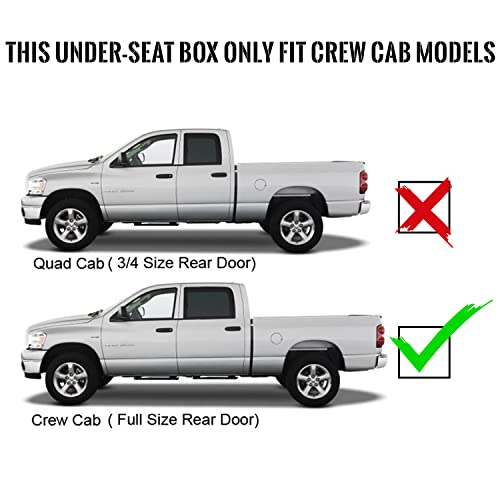 Kojem Under Seat Storage Box Compatible with 2019-2025 Dodge Ram 1500 Crew Cabs (New Body Style) Truck Organizer Back Underseat Container System- Black