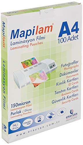 Mapilam 150 Micron A4 Laminasyon Filmi; Şeffaf, 216 X 303 mm