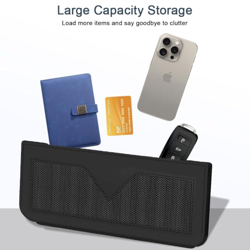Image of STHIRA Car Seat Storage Pocket PU Breathable Car Utility Accessories Peel-And-Stick Car Organiser and Space-Saving Car Net Pocket for Phone, Keys, Cards, Sunglasses, Dashboard 24x10cm