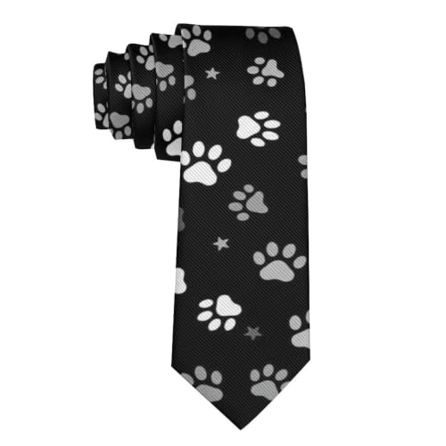 Aiyoolee Youth Regular Necktie Office Wedding Animal Pet Dog Paw Print Black