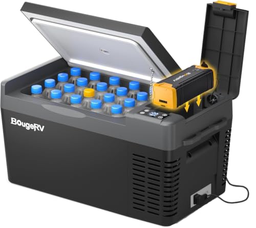 BougeRV CRPRO 20L Kompressor Kühlbox mit 266Wh Akku (2026 Upgrade) bis zu 18 Std. Laufzeit dank neuer Akkuzellen 15 Min. Schnellkühlung 12V/230V Auto Kühlschrank für Camping Wohnmobil & Outdoor