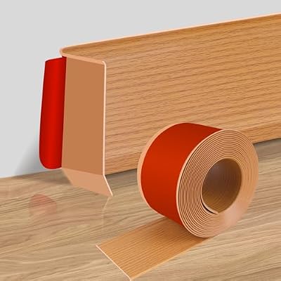 Vinyl Wall Base Baseboard Molding Trim 4inch Flexible Baseboard Trim Wood Peel and Stick Wall Molding 20 Feet, Orange Oak