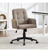 chairus Chaise de Bureau Réglable, Pivotante, roulettes, Lin Marron | Style Moderne, Dossier avec...