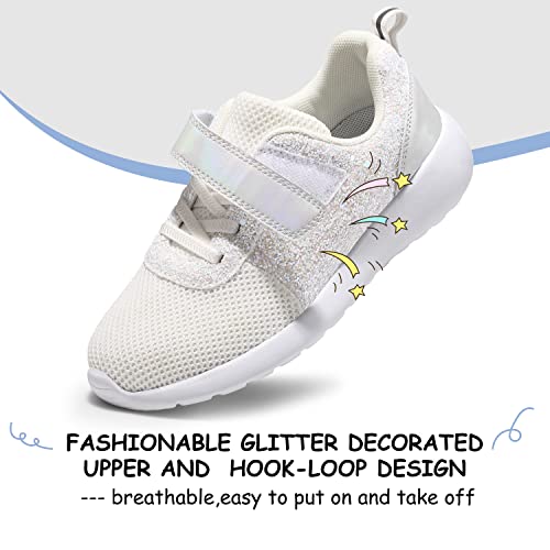 Harvest Land Toddler Glitter Tennis Shoes Slip On Boys Girls Sneakers Casual Running Shoes Woven Breathable with Soft Soled Sports Hook-Loop Outdoor Shoes2