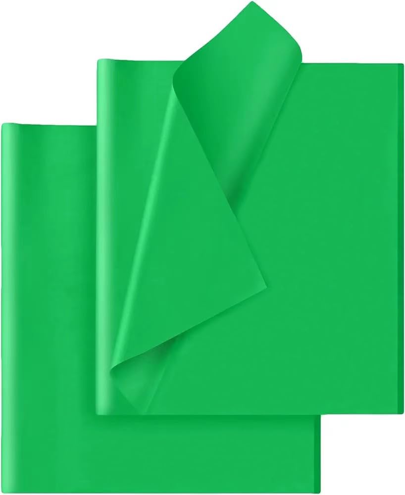Hlonon Green Tissue Paper for Gift Bags - 30 Sheets of Green Wrapping Tissue Paper Bulk Packaging Paper for Weddings Birthday DIY Project Christmas Gift Wrapping Crafts Decor (14 x 20 Inch)