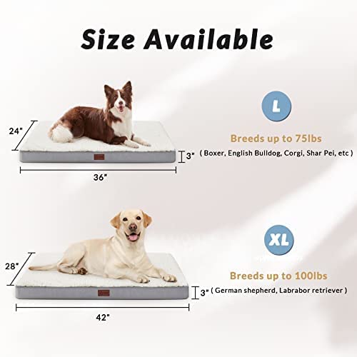 Western Home Large Orthopedic Dog Beds For Medium, Large And Extra Large Dogs And Cats Egg-Crate Foam Pet Bed Mat With Soft Lamb Fleece Removable Cover, Waterproof Lining, Machine Washable #TOP6