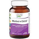 Pure Essence Mother and Child Postnatal Vitamins with Whole Foods, Super Foods, Minerals, Iron, Folate, Non GMO, Vegan - 120 Tablets