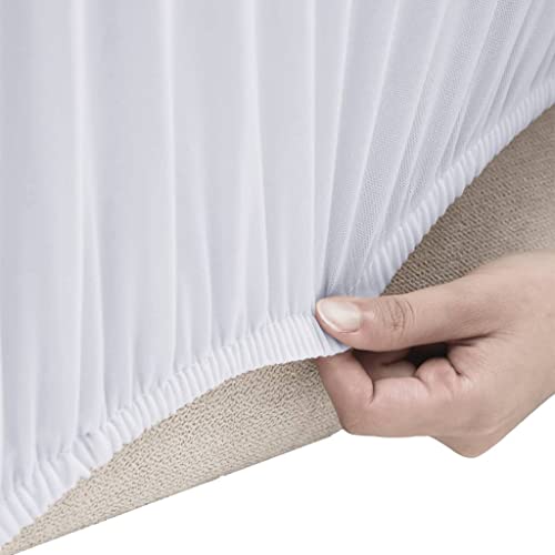 Housse de canapé extensible blanche 4 places en jersey de polyester élastique pour grand salon