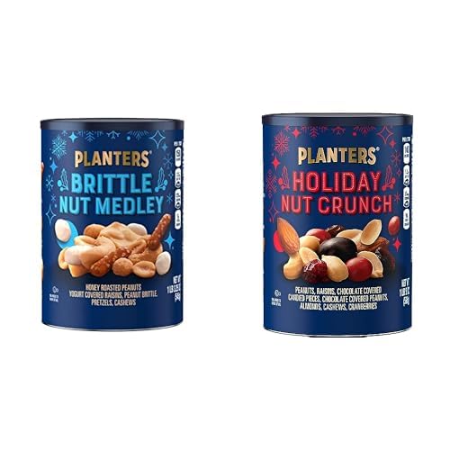 PLANTERS Holiday Brittle Nut Medley Trail Mix Snack, 1 lb. + PLANTERS Holiday Nut Crunch Mix, 21oz