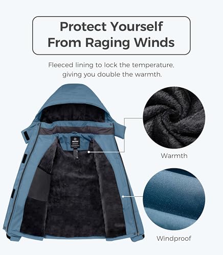 Image of Wantdo Women's Mountain Waterproof Ski Jacket Windproof Rain Jacket Winter Warm Hooded Coat