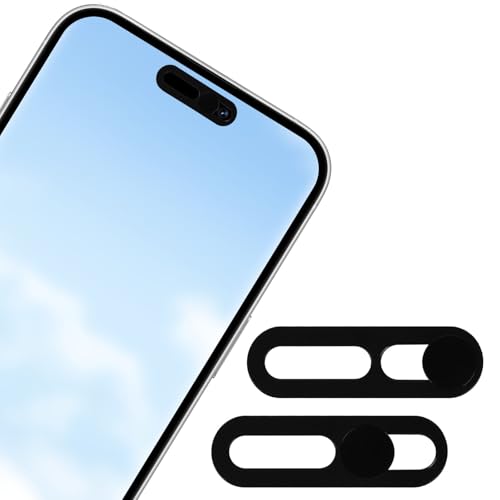 2pcs Front Camera Cover Slide Ultra Thin Webcam Cover Front Phone Camera Protection to Protect Privacy and Security Compatible with iPhone 15 16 17 Air 14 17 Pro Max (Black)