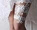 Wedding Garter Set - White 3D Floral Lace, Something Blue Handmade 2pc Keepsake & Toss