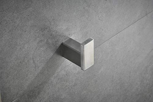 Klabb Hnb-30 Square Type Sus 304 Stainless Steel Coat Hook Single Towel/Robe Clothes Hook For Bath Kitchen Garage Heavy Duty Contemporary Square Style Wall Mounted, Brushed Finish #TOP1
