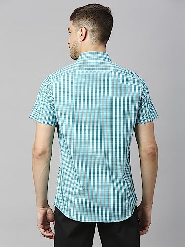 Image of Thomas Scott Mens | Half Sleeve Checkes | Printed | Slim Fit | 100% Cotton | Spread Collar | Shirts