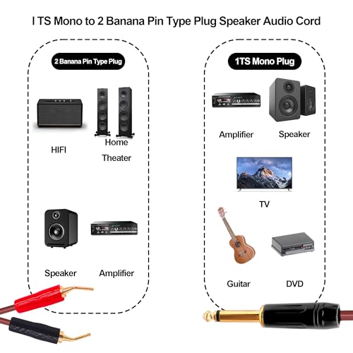 Câble adaptateur audio ampli vers caisson de basses jack banane