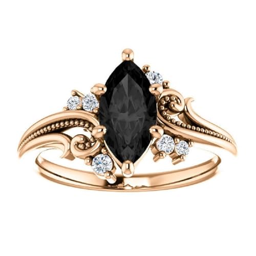 1 CT Marquise Black Onyx Engagement Rings for Women, Solitaire Art Deco Onyx Promise Ring For Her, Black VVS1 Wedding Ring, 925 Silver & 10k 14k 18k Gold Best Rings For Gift3