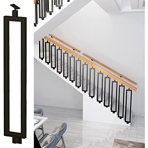 Balustres métalliques escalier de forme rectangulaire avec support noir réglable de 35 cm