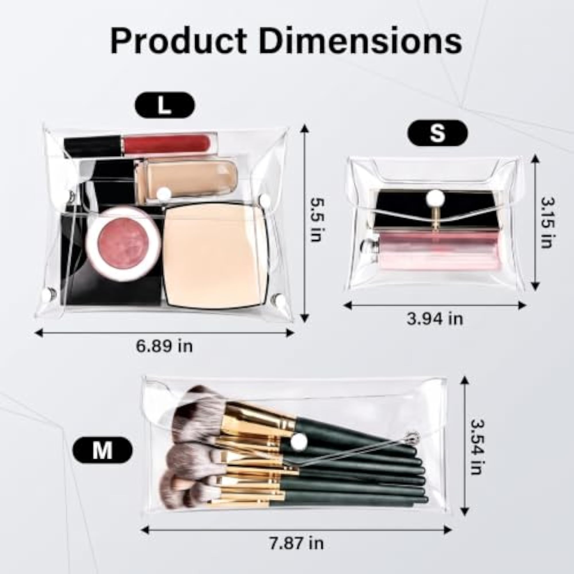 2Pcs Transparent Mini PVC Makeup Bag Set