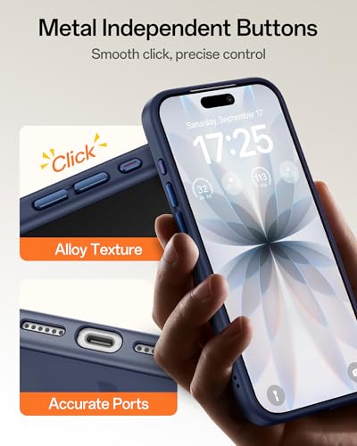 Image of UNBREAKcable For iPhone 17 Case for MagSafe, Full Camera Protection, Built-in Magnetic Ring, Shockproof, Scratch-Resistant, Translucent Matte Mobile Phone Case for iPhone 17 Case 6.3 Inch, Deep Blue