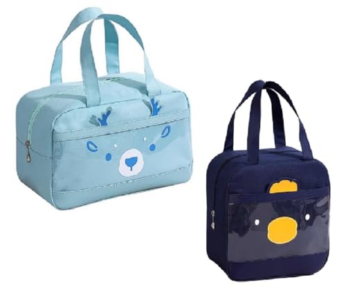 Image of CoolKraft Lunch Bag for School Kids, Girls, Cute Animal Design Bag, Lunch Bag for Office Women Travel Picnic Bag, Insulated Portable Tiffin Bag 29 x 18.5 x 14 cm (BlueH+NbV)