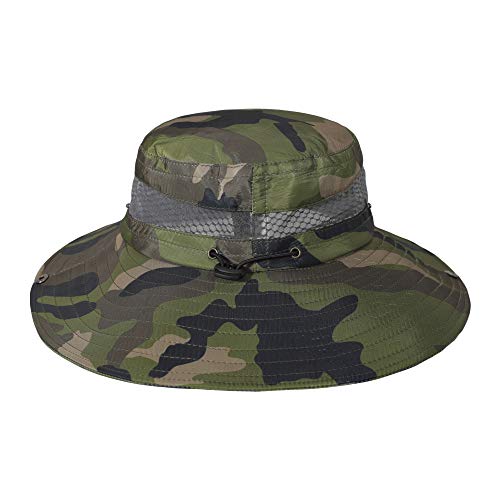 Image of ZLYC Mens Waterproof Camo Sun Hat Wide Brim Packable Outdoor Mesh Fishing Bucket Hats