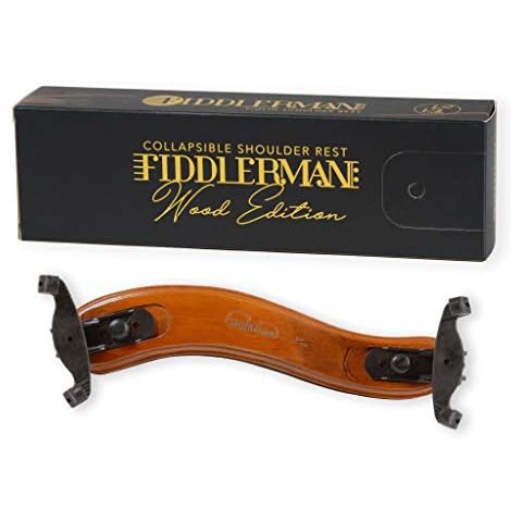 Fiddlerman Wood Violin Shoulder Rest for 4/4 and 3/4 with Collapsible and Height Adjustable Feet Cover
