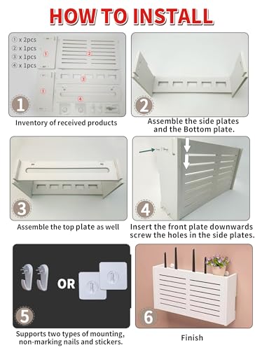 Ulawellor WiFi Storage Box Wandmontage Router Schrank, WLAN Schrank Router Aufbewahrungsbox, Router Kasten WLAN Box Verstecken, Aufbewahrungsbox zur Wandmontage
