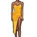NP Primavera ed Estate Abito da Donna Spacco Indietro Aperto Con Bretella Giallo M
