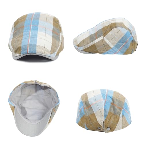 Image of 3Pcs Men's Newsboy Caps Cotton Cooling Hat Adjustable Flat Cap for Men