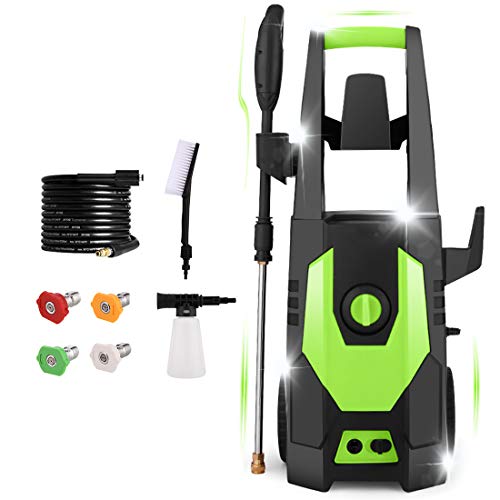 mrliance 3600PSI Electric Pressure Washer 2.4GPM Power Washer 1800W High Pressure Cleaner Machine with 4 Nozzles,Hose Reel, Foam Cannon Brush,Best for Cleaning Patio, Garden, Fences, Vehicle (Green)