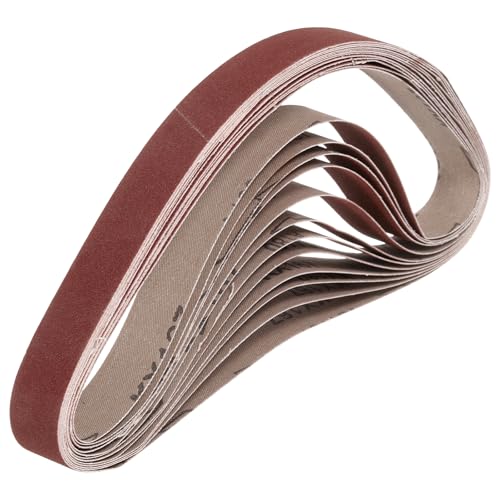 sourcing map 25mm x 762mm Sanding Belts, 10 Pcs 180 Grits Aluminum Oxide Abrasive Belt Sander File Belt for Woodworking, Metal Polishing, Knife Sharpener