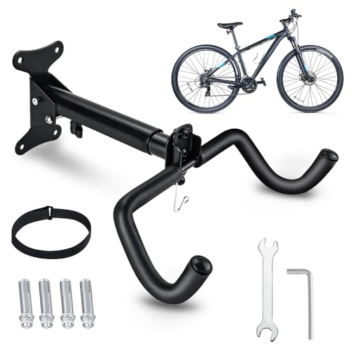 Amazon XINGYATU Bike Wall Mount, Cycling Rack Hanger, Adjustable length Bicycle Wall Mount Bracket Holder Hook for Road Mountain Hybrid Bikes with 4 Mounting Expansion Screws & Allen Key & Tire Strap #ad