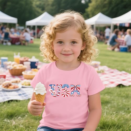 Toddler Girls 4th of July T-Shirt American Flag Popsicle Print Cotton Kids Boys Independence Day Tees3