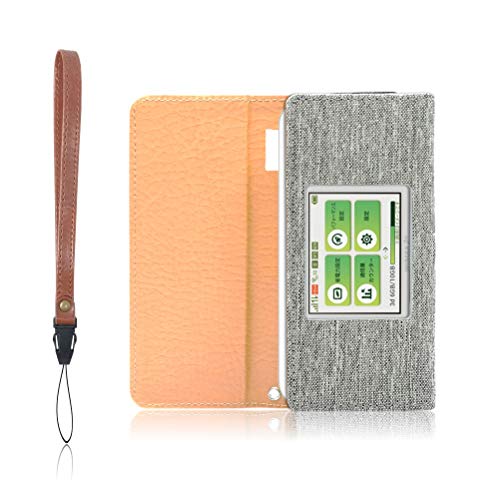 LOE(ロエ) UQ W06 Speed Wi-Fi NEXT モバイルルーター ケース 【キャンバス素材】保護 フィルム 付 (ライトグレー)