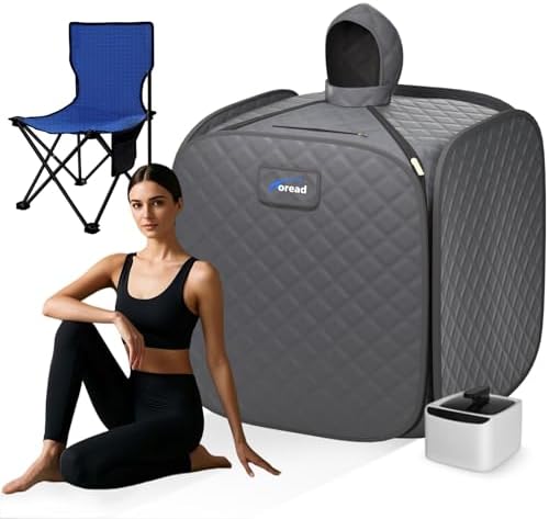 TOREAD Portable Steam Sauna for Home Spa, at Home Folding Steam Sauna with 1000W 2.8L Generator and Remote Control, Fast Heating in 6 Min Home Sauna Tent for Relaxation (Grey)