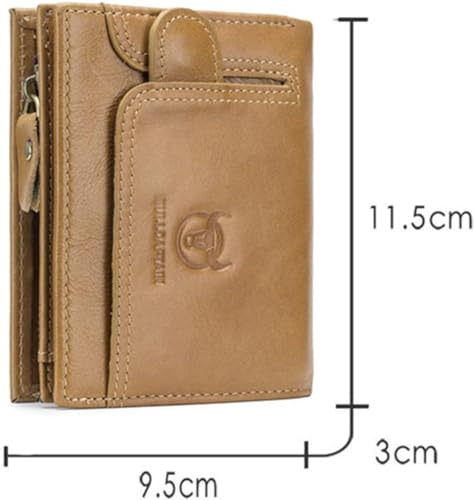 Spacious & Functional Genuine Leather Wallet RFID Blocking Card Holder Bifold Coin Purses Vintage Large Capacity Buckle Design Coins Pocket Clutch Purse2