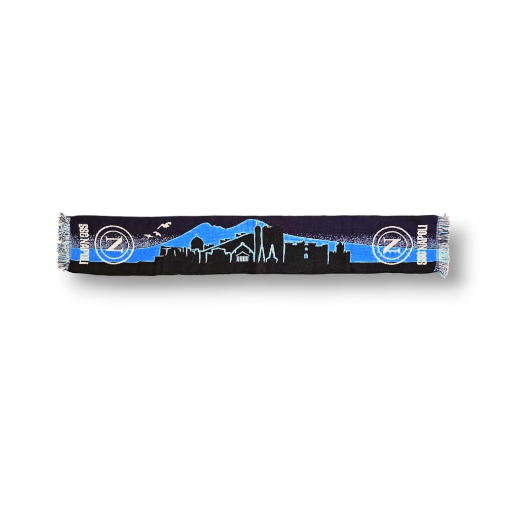 3R Sport SSC Napoli Jacquard Scarf Official Product 100% Acrylic, Light Blue, White, Blue