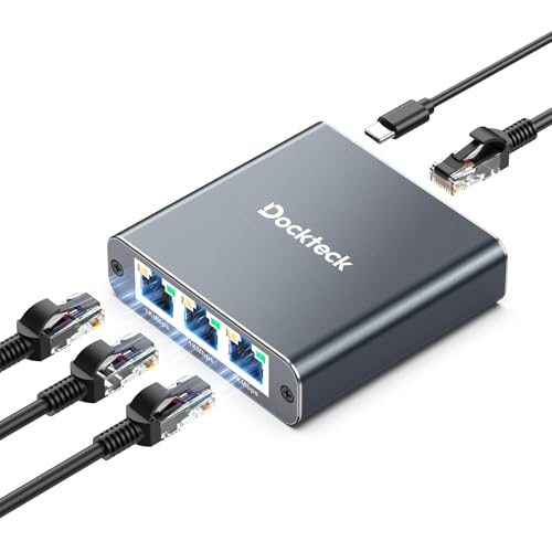 Image of Ethernet Splitter 1 to 3 1000Mbps, Dockteck Internet Cable Splitter 1 in 3 Out High Speed Switch Network Gigabit for LAN RJ45 Port Router Switch Work with Cat5 /5e /6 /7 /8 Cable(Silver Grey)