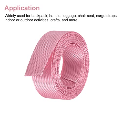 Image of MECCANIXITY Flat Nylon Webbing Strap 1 Inch 4 Yards Pink for Backpack, Cargo Strap, Luggage-rack