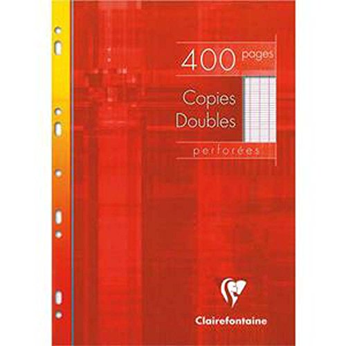 Lot de 2 Copies doubles perforées blanches, Format 21 x 29,7 cm, 400 pages, grands carreaux seyès, 90g - Sous étuis carton -