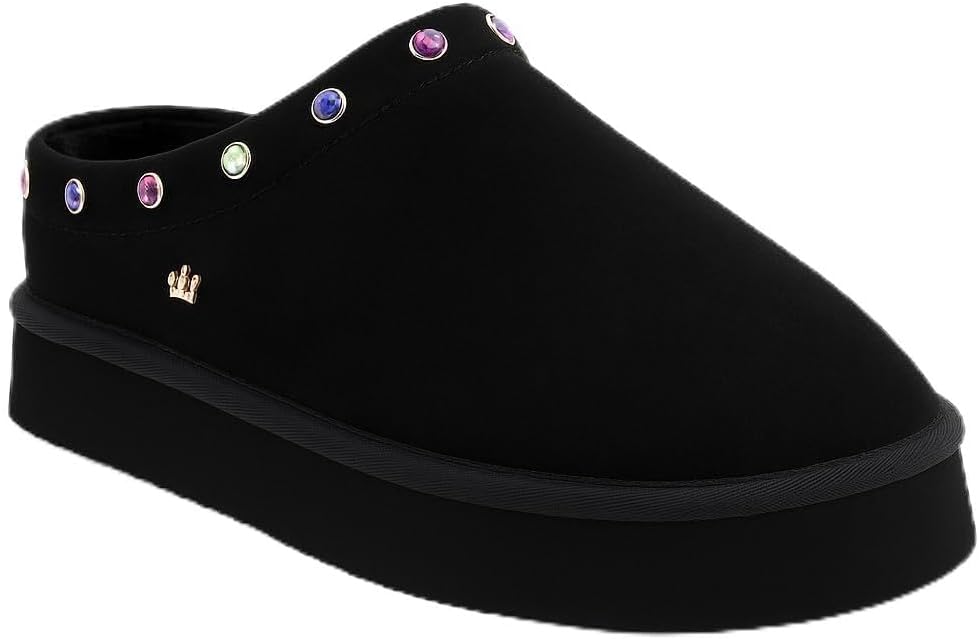 Juicy Couture Women's Cozy Slipper Mule – Plush Indoor Outdoor House Shoe with Memory Foam and Faux Fur Lining