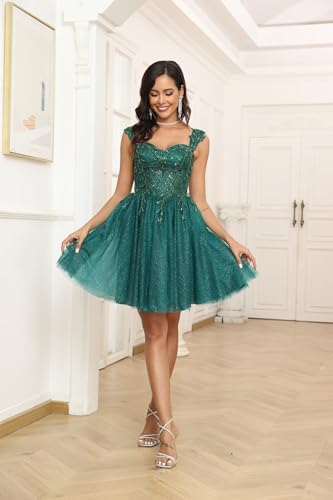 GATMAHE Women's Sequin Sparkly Tulle Homecoming Dresses - Short Flowy Lace  for Teens Glitter A Line - Product Details